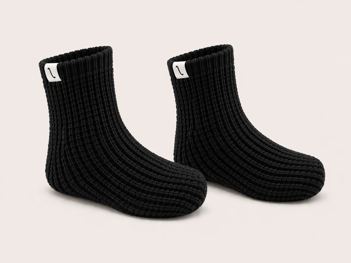 After Tracks - Merino Waffle House Socks (Black)