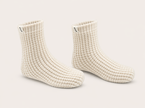 After Tracks - Merino Waffle House Socks (Linen)